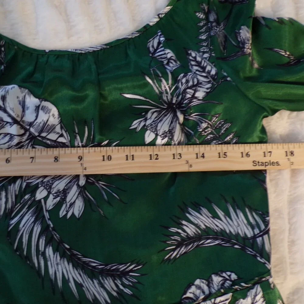 NWT Marchesa Notte green floral ruffle Midi dress 2